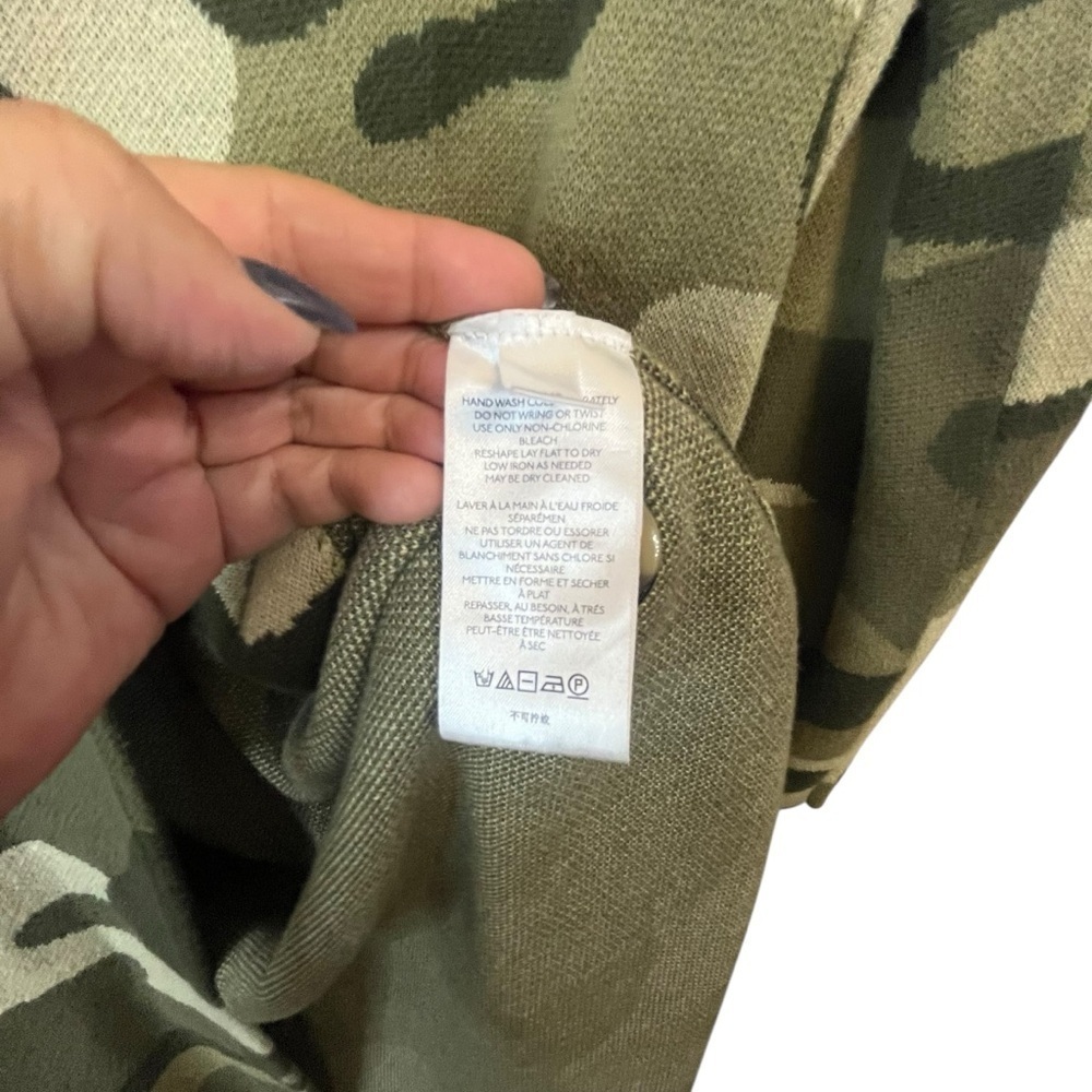 Maeve by Anthropologie Kieran Camo Open Front Long Knit Cardigan Sweater Coat XS - Picture 10 of 16